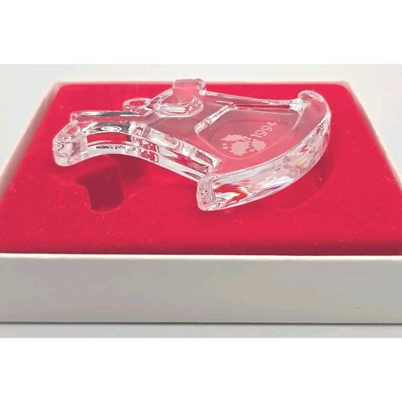 Vintage Orrefors 1994 Rocking Horse Christmas Ornament Crystal in Box U97 - Picture 3 of 5